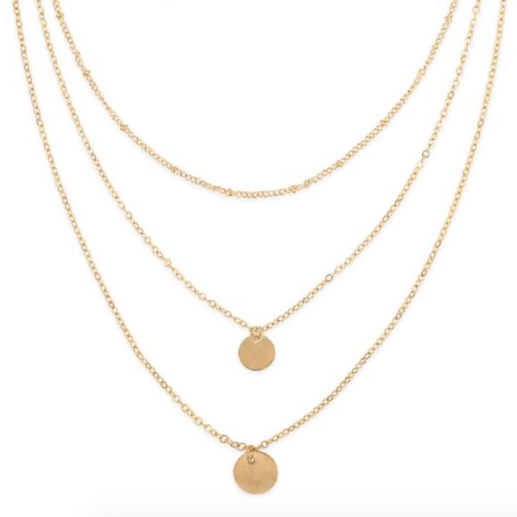 NEW NORDSTROM REVOLVE Gold Disc Multi Strand Layering Choker Necklace Jewelry - Picture 7 of 7